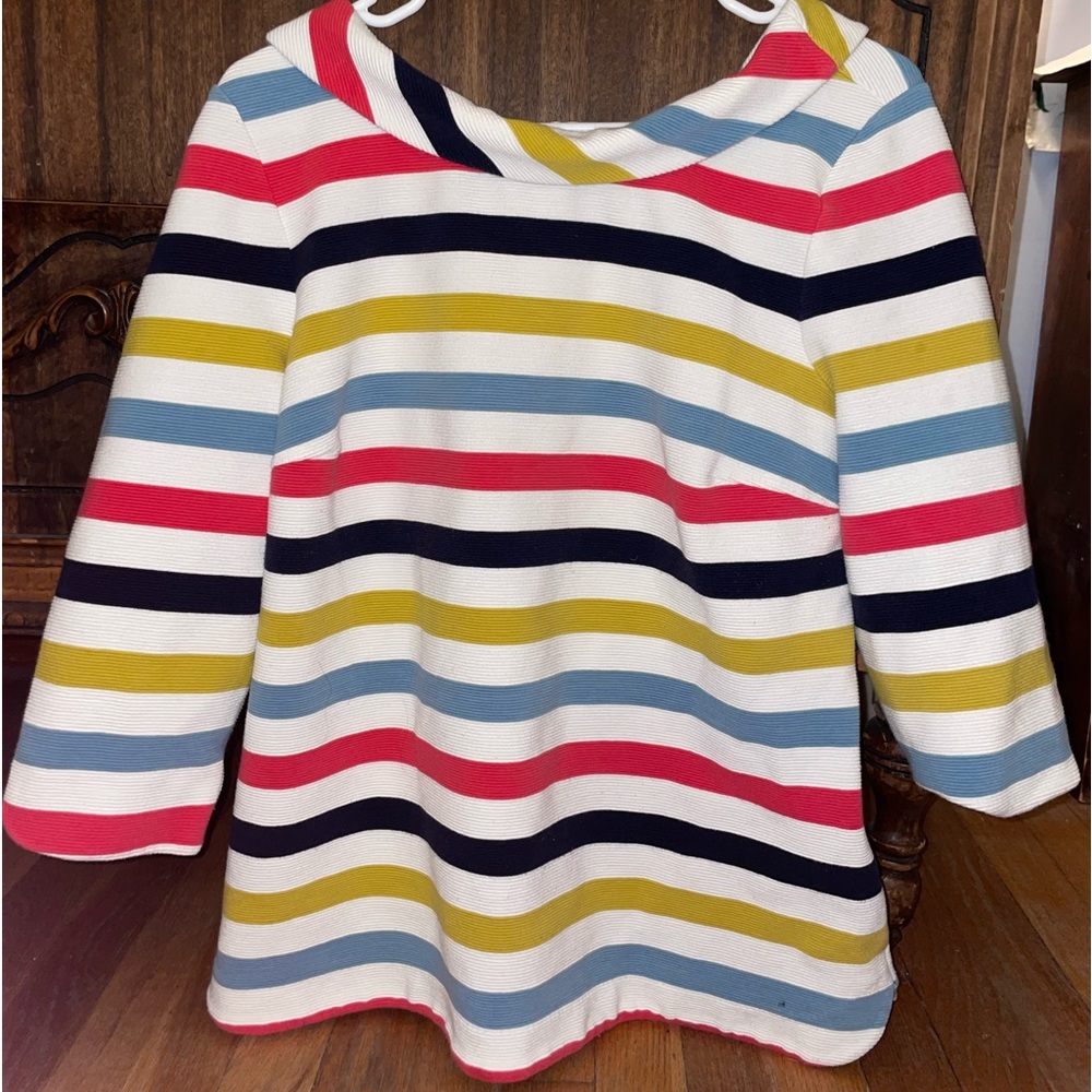 BODEN VINTAGE STYLE PETER PAN COLLAR STRIPE RIBBED SHIRT BLOUSE